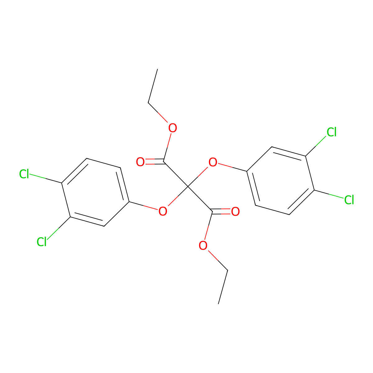 Diethyl 2,2-bis(3,4-dichlorophenoxy)propanedioate molecular structure, CAS 24093-96-7