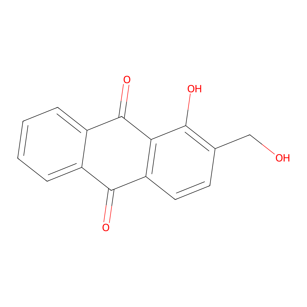 1-Hydroxy-2-(hydroxymethyl)-9,10-anthracenedione molecular structure, CAS 24094-45-9