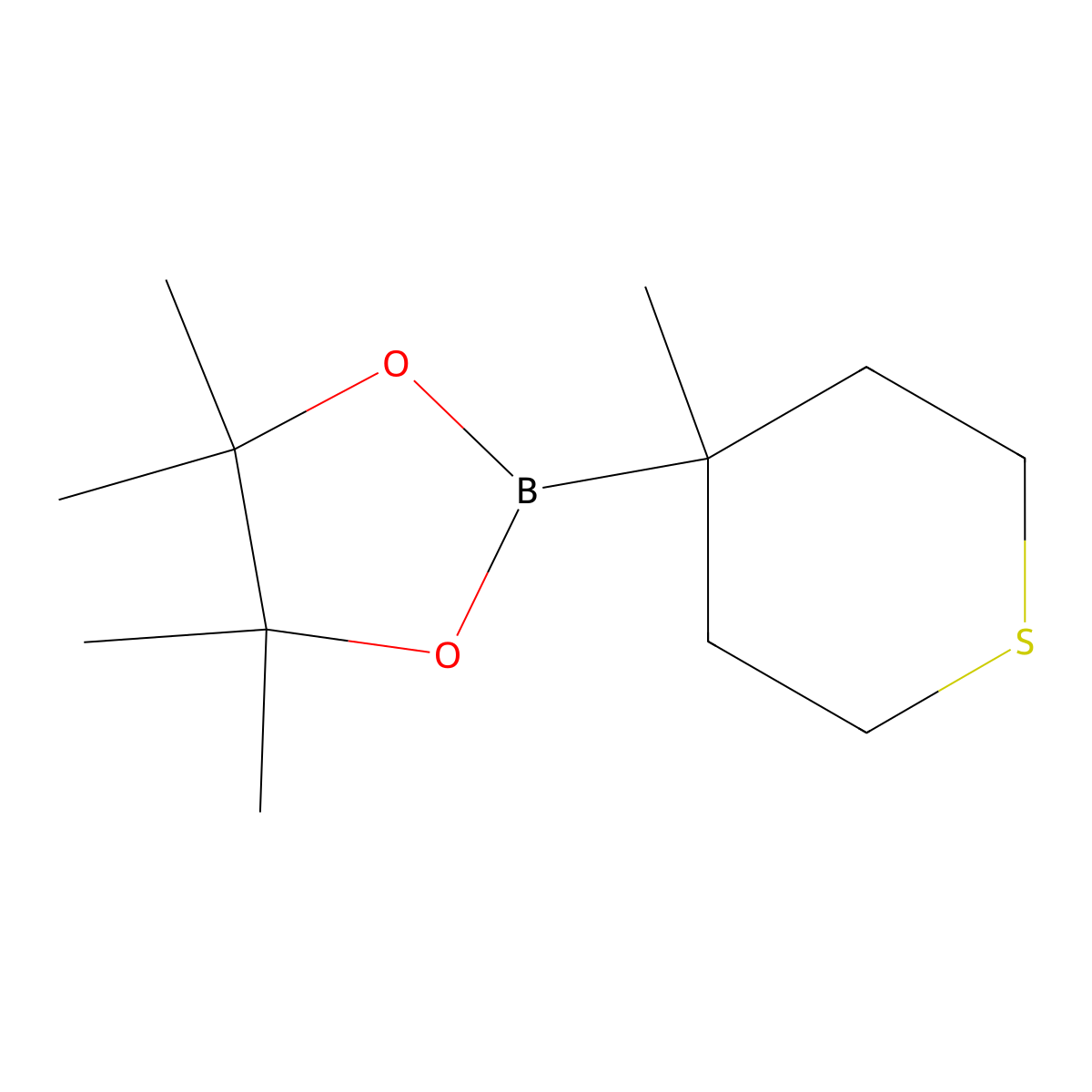 4,4,5,5-Tetramethyl-2-(4-methylthian-4-yl)-1,3,2-dioxaborolane molecular structure, CAS 2409474-74-2