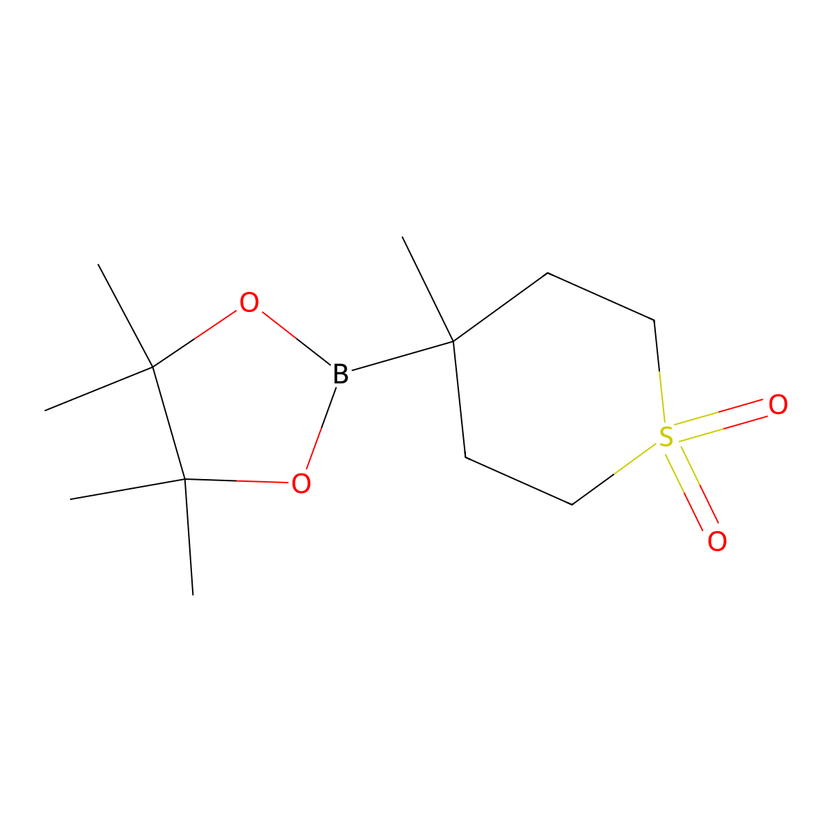 4-Methyl-4-(4,4,5,5-tetramethyl-1,3,2-dioxaborolan-2-yl)-1lambda6-thiane-1,1-dione molecular structure, CAS 2409474-75-3
