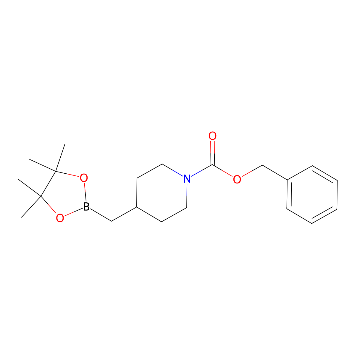 Benzyl 4-[(4,4,5,5-tetramethyl-1,3,2-dioxaborolan-2-yl)methyl]piperidine-1-carboxylate molecular structure, CAS 2409474-90-2