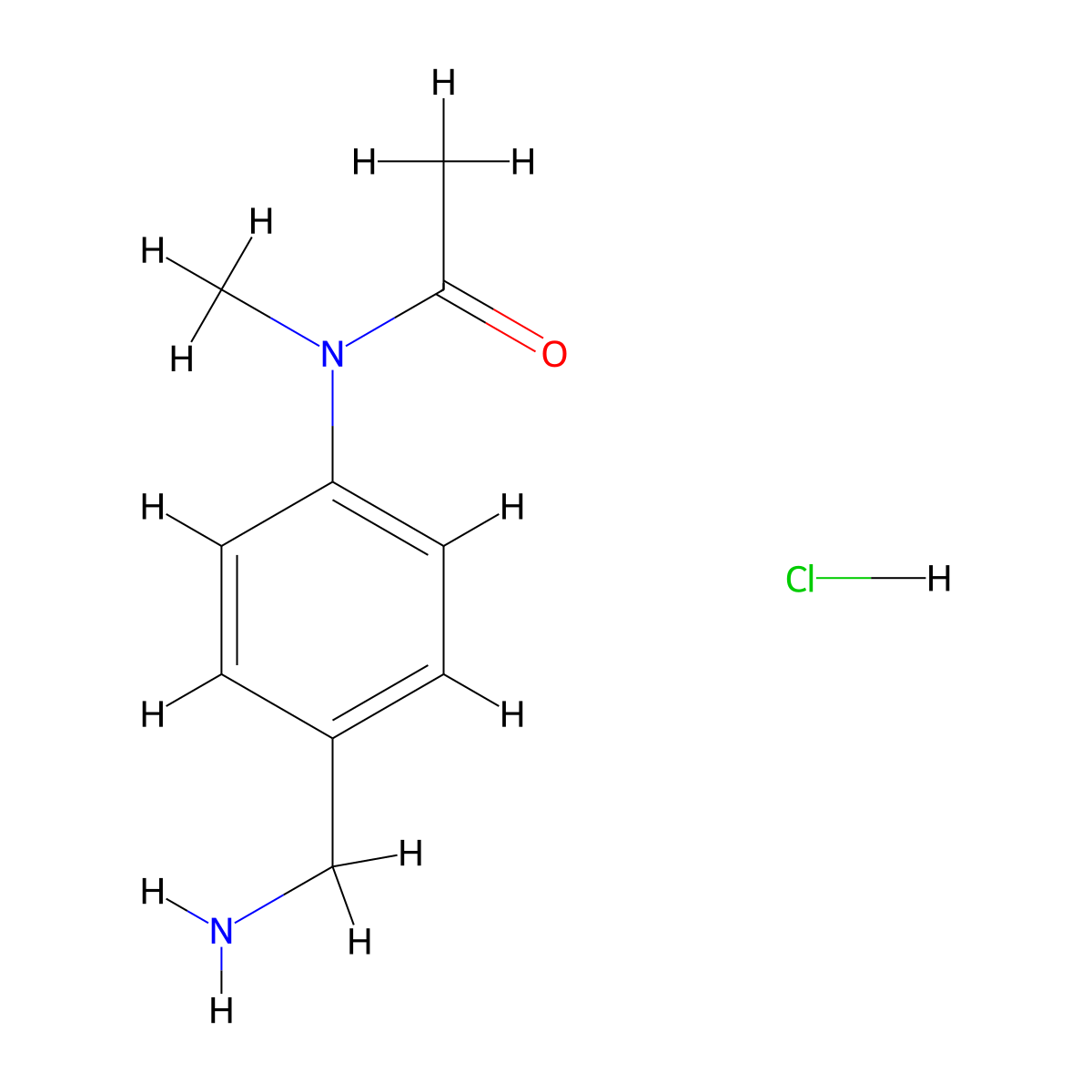 N-[4-(aminomethyl)phenyl]-N-methylacetamide hydrochloride molecular structure, CAS 24095-51-0