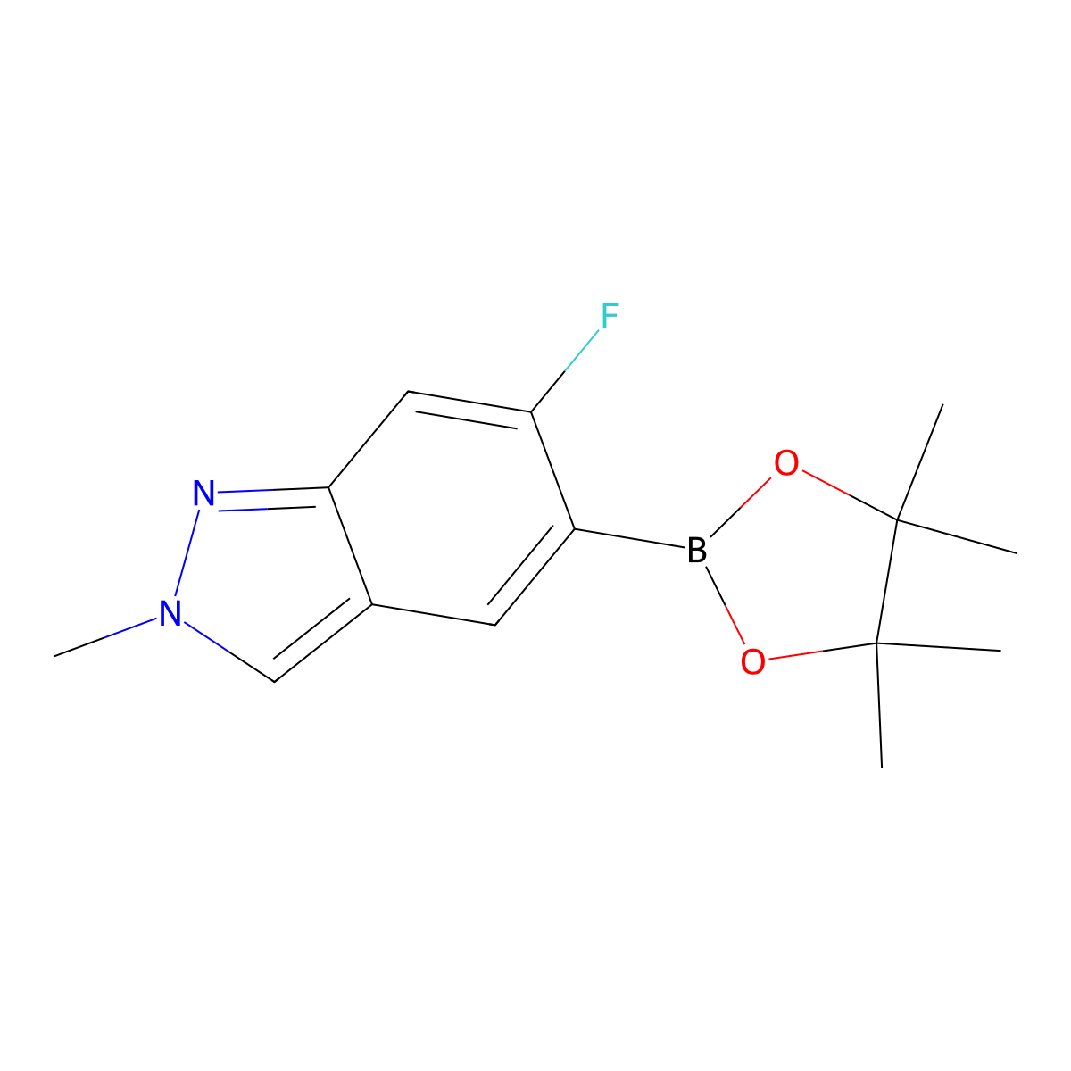 6-Fluoro-2-methyl-5-(4,4,5,5-tetramethyl-1,3,2-dioxaborolan-2-YL)-2H-indazole molecular structure, CAS 2409579-95-7