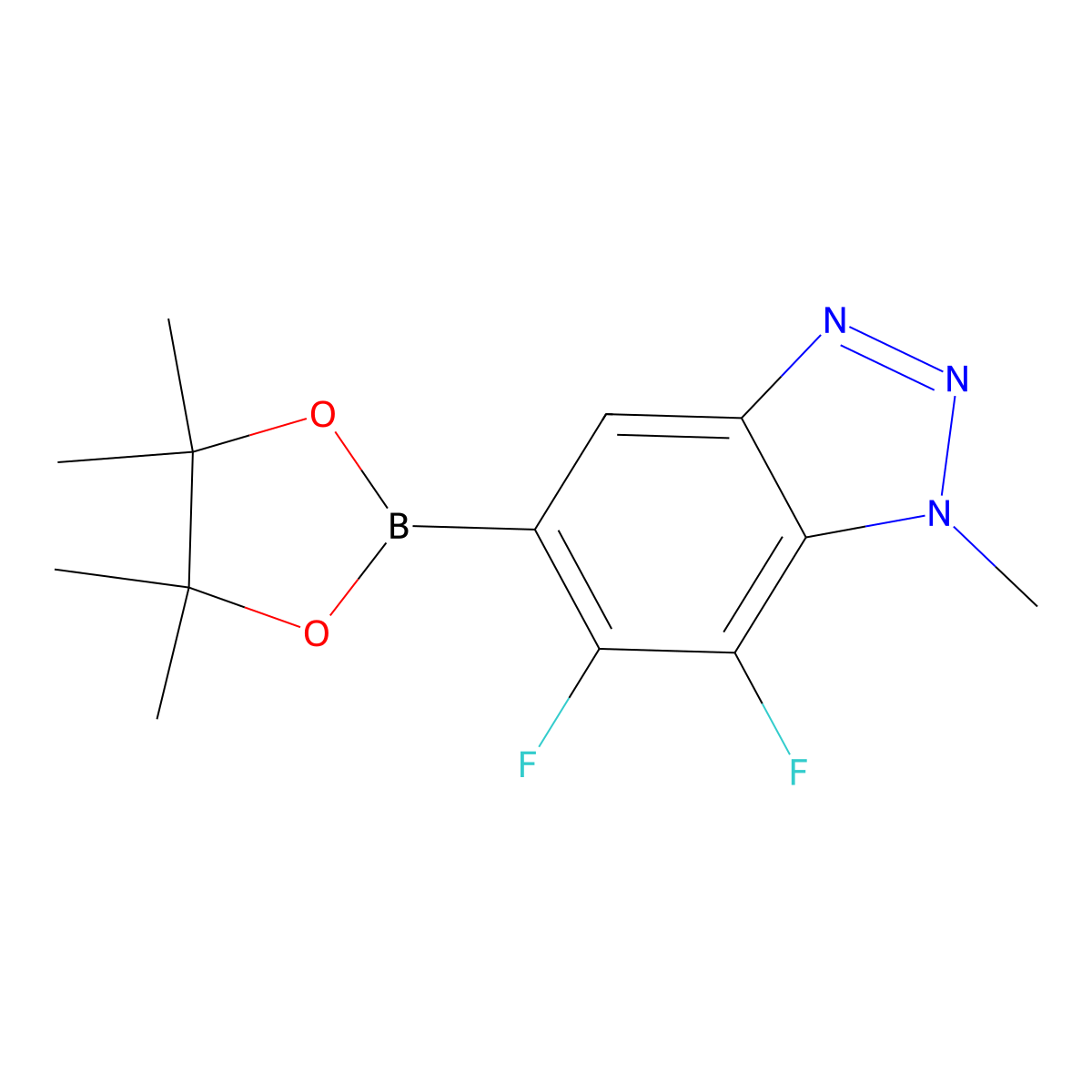6,7-Difluoro-1-methyl-5-(tetramethyl-1,3,2-dioxaborolan-2-yl)-1,2,3-benzotriazole molecular structure, CAS 2409580-04-5
