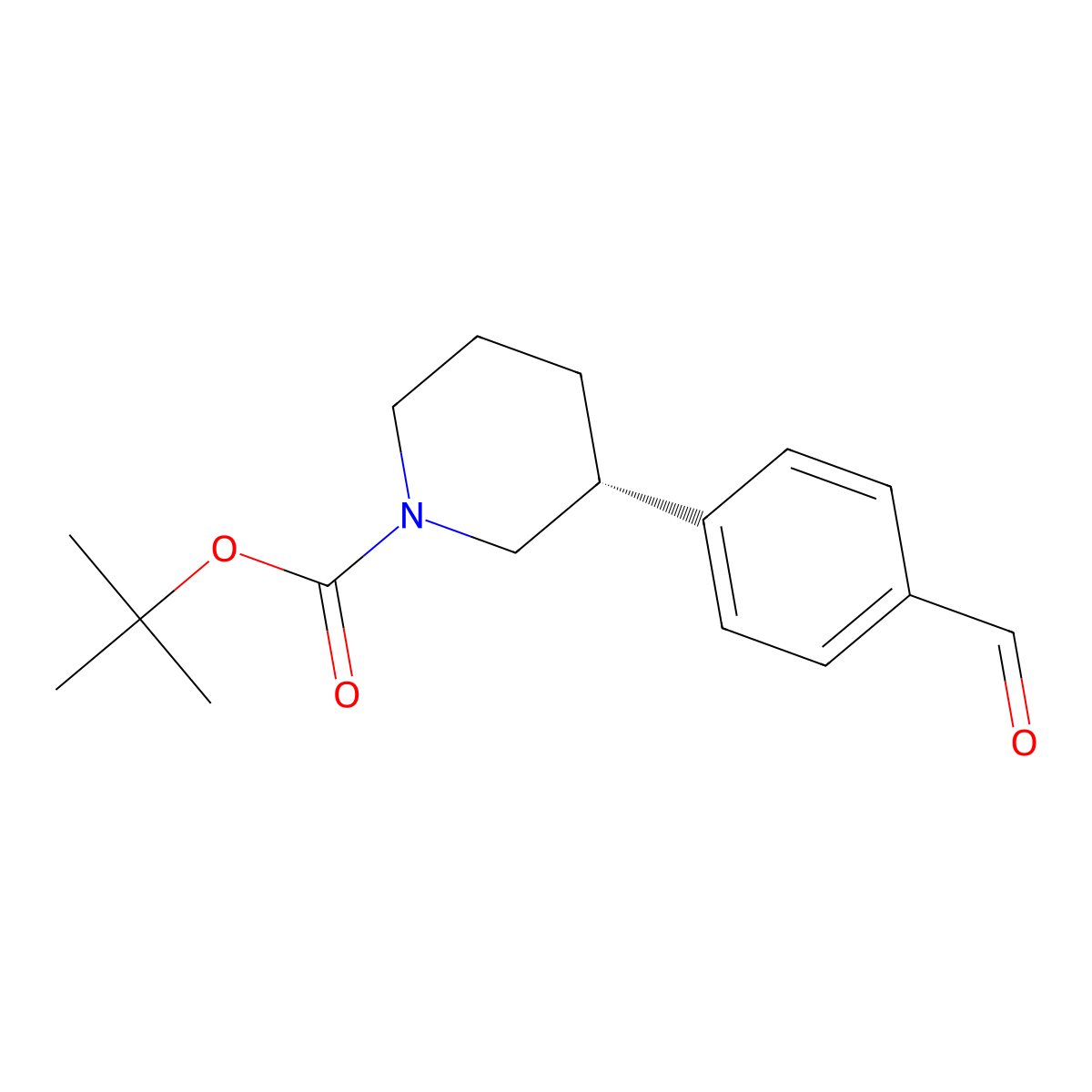 tert-butyl (R)-3-(4-formylphenyl)piperidine-1-carboxylate molecular structure, CAS 2409589-62-2