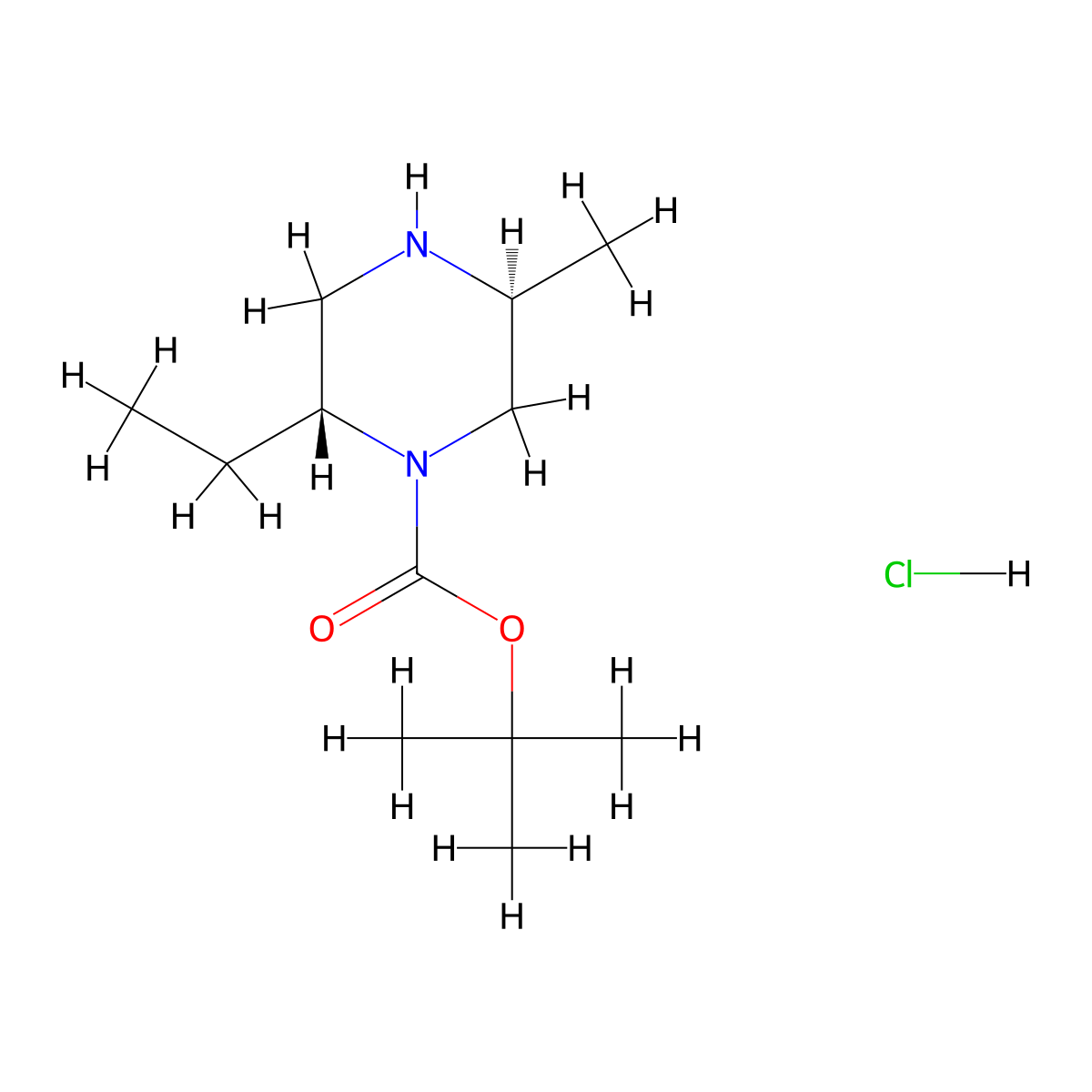 tert-butyl (2R,5S)-2-ethyl-5-methylpiperazine-1-carboxylate hydrochloride molecular structure, CAS 2409589-67-7