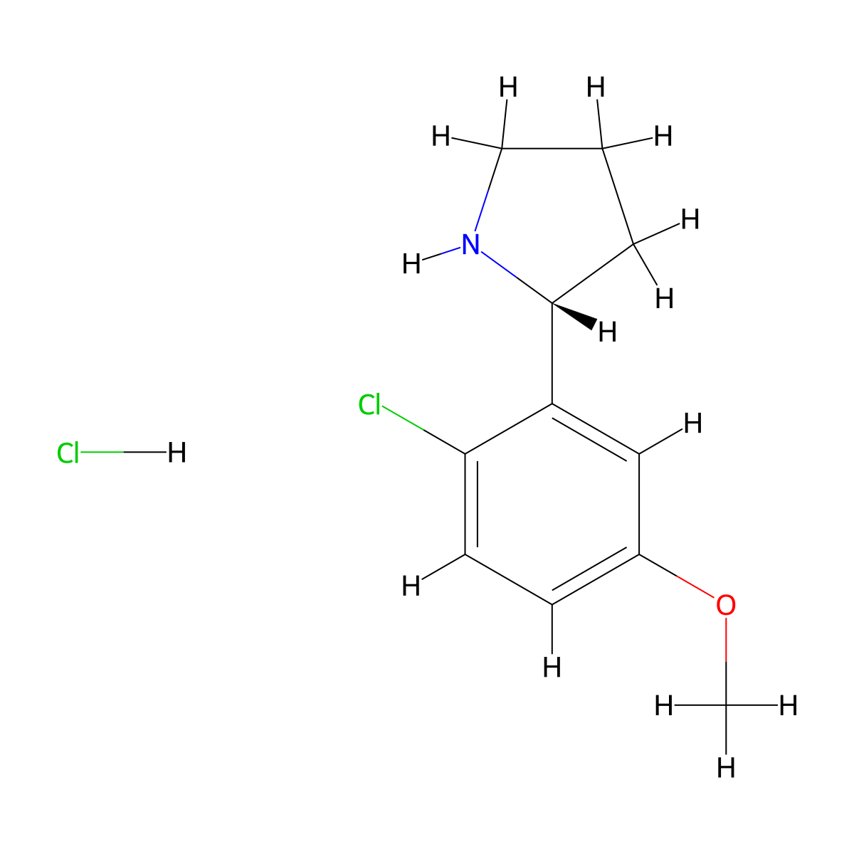 (R)-2-(2-chloro-5-methoxyphenyl)pyrrolidine hydrochloride molecular structure, CAS 2409589-68-8