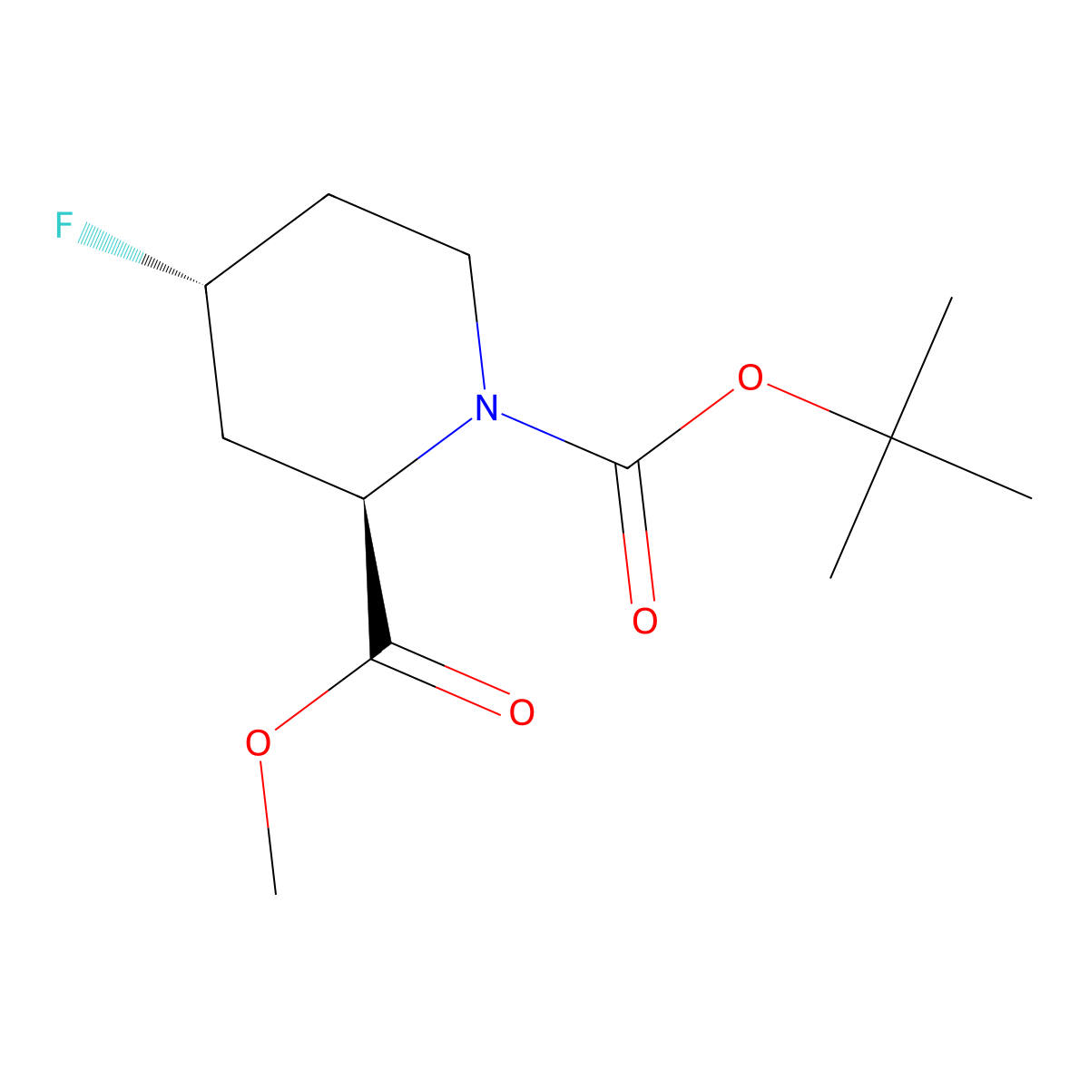 1-(tert-butyl) 2-methyl (2R,4R)-4-fluoropiperidine-1,2-dicarboxylate molecular structure, CAS 2409589-69-9