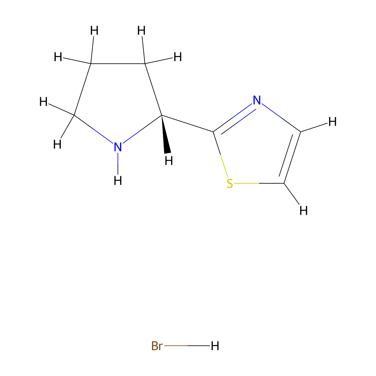 (r)-2-(Pyrrolidin-2-yl)thiazole hydrobromide molecular structure, CAS 2409589-72-4