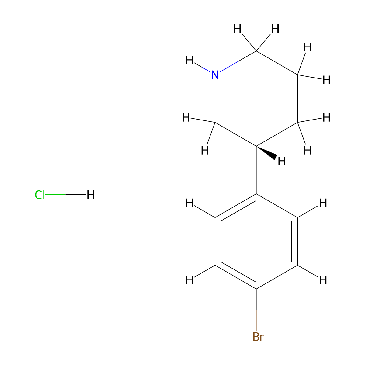 (R)-3-(4-bromophenyl)piperidine hydrochloride molecular structure, CAS 2409590-07-2