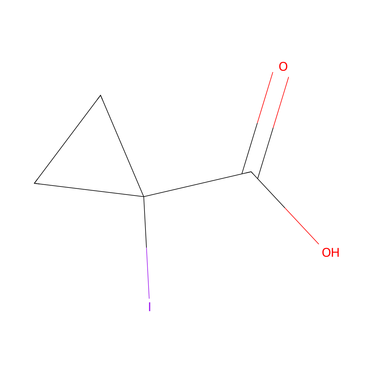 1-Iodocyclopropane-1-carboxylic acid molecular structure, CAS 2409596-92-3