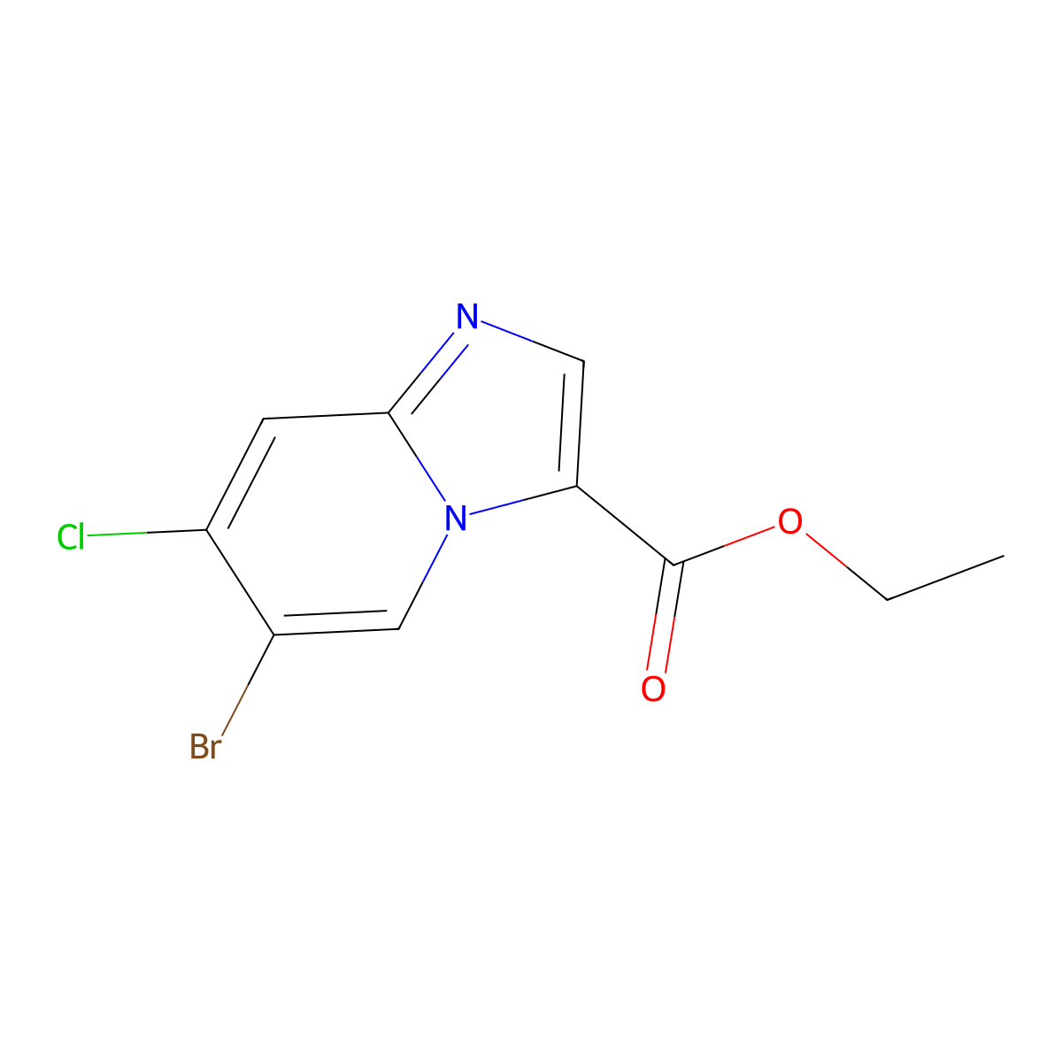 Ethyl 6-bromo-7-chloroimidazo[1,2-a]pyridine-3-carboxylate molecular structure, CAS 2409596-95-6