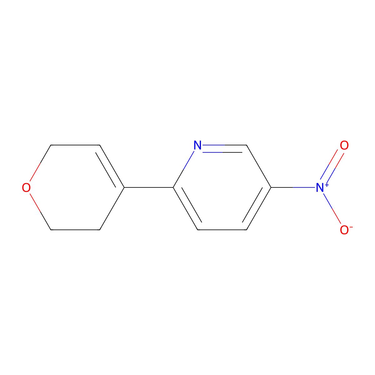 2-(3,6-dihydro-2H-pyran-4-yl)-5-nitropyridine molecular structure, CAS 2409597-04-0