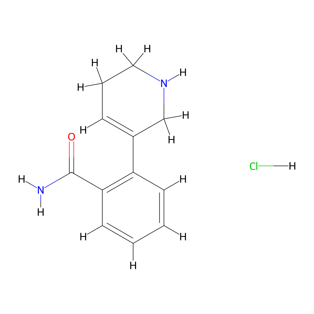 2-(1,2,5,6-Tetrahydropyridin-3-yl)benzamide hydrochloride molecular structure, CAS 2409597-09-5