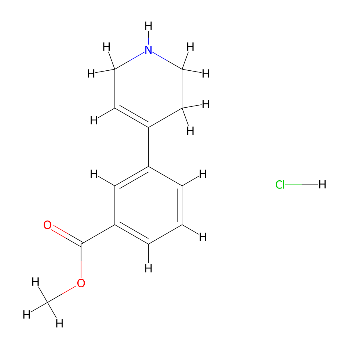 Methyl 3-(1,2,3,6-tetrahydropyridin-4-yl)benzoate hydrochloride molecular structure, CAS 2409597-20-0