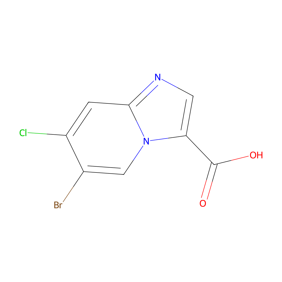 6-Bromo-7-chloroimidazo[1,2-a]pyridine-3-carboxylic acid molecular structure, CAS 2409597-22-2