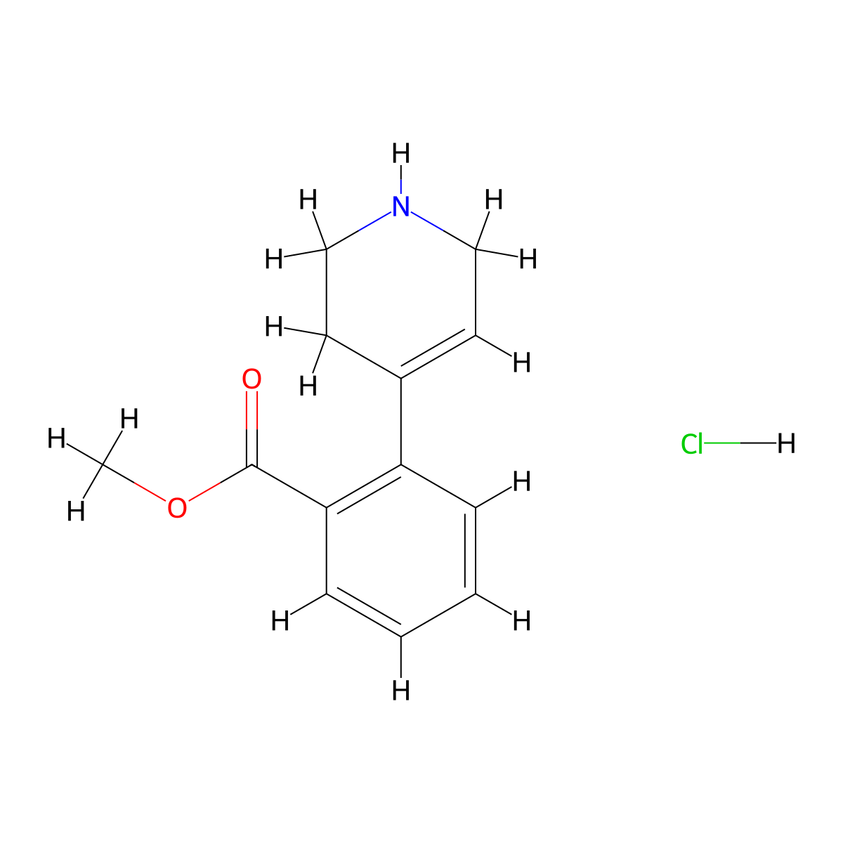Methyl 2-(1,2,3,6-tetrahydropyridin-4-yl)benzoate hydrochloride molecular structure, CAS 2409597-35-7