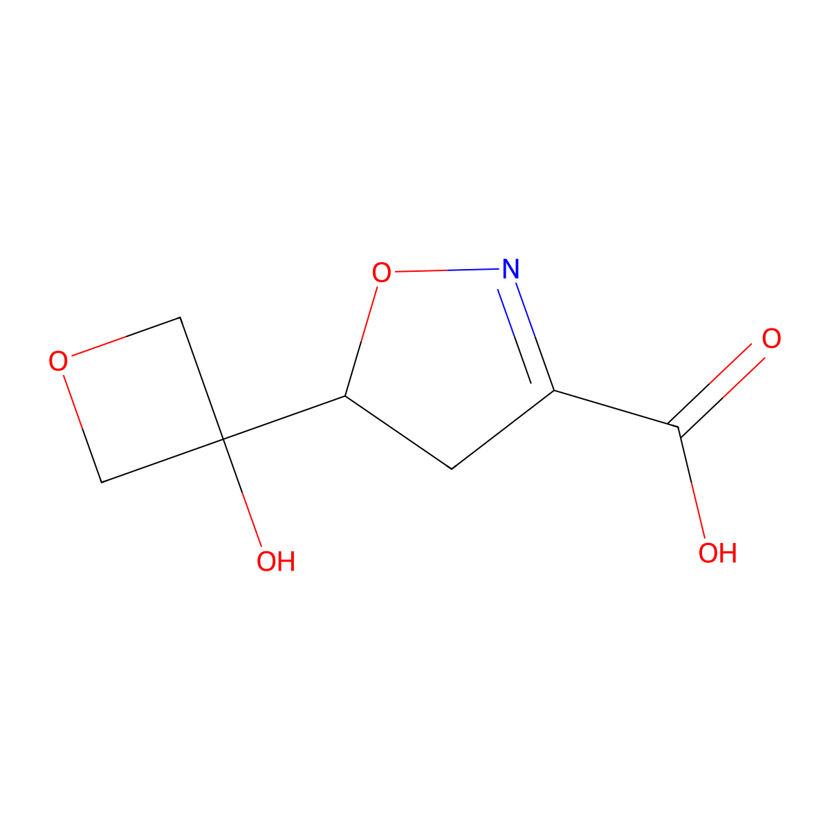 5-(3-Hydroxyoxetan-3-yl)-4,5-dihydro-1,2-oxazole-3-carboxylic acid molecular structure, CAS 2409597-41-5