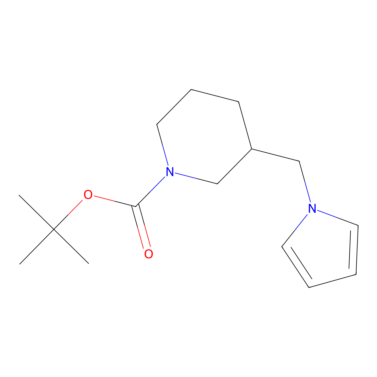 1-Boc-3-[(1-pyrrolyl)methyl]piperidine molecular structure, CAS 2409597-46-0