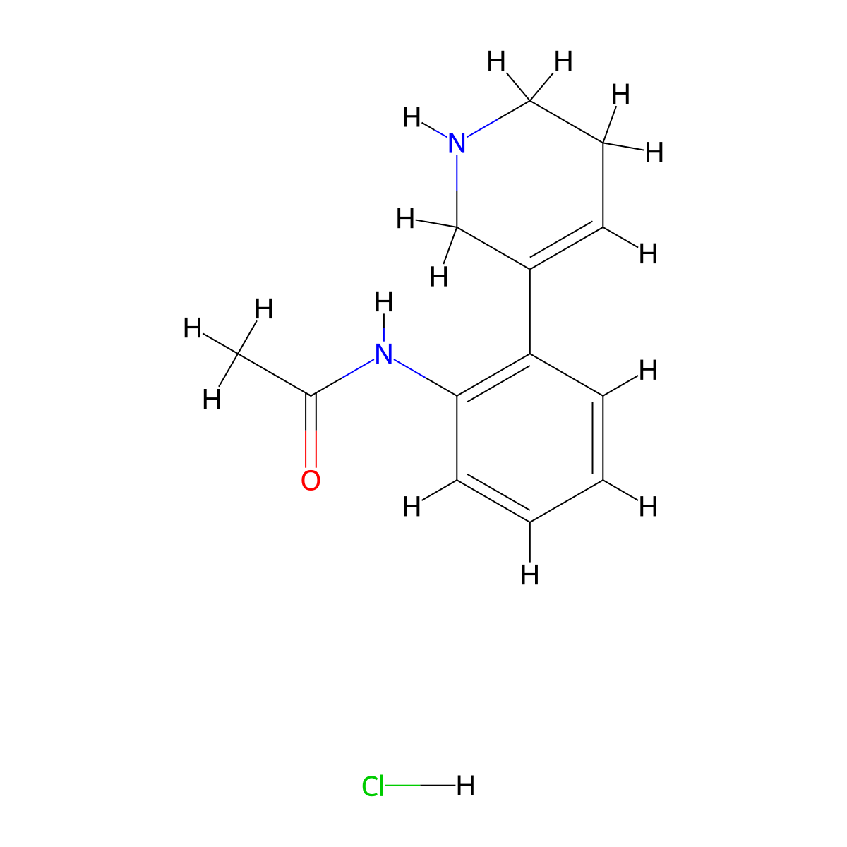N-(2-(1,2,5,6-tetrahydropyridin-3-yl)phenyl)acetamide hydrochloride molecular structure, CAS 2409597-52-8