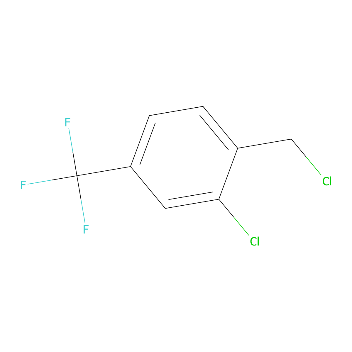 2-Chloro-1-(chloromethyl)-4-(trifluoromethyl)benzene molecular structure, CAS 24096-63-7