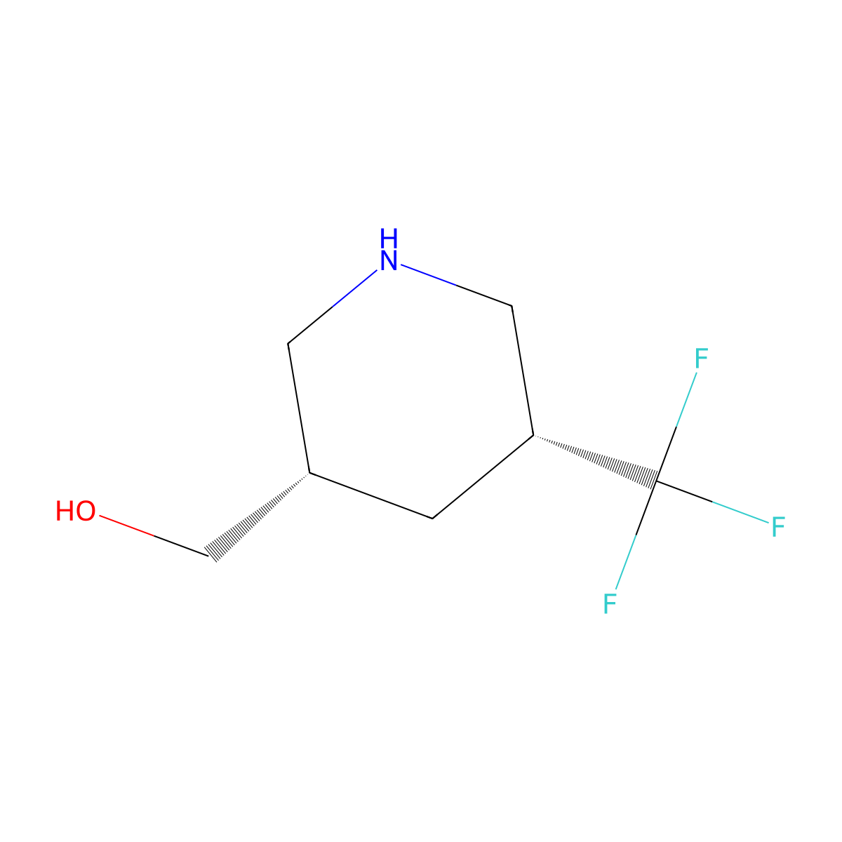 rac-[(3R,5S)-5-(trifluoromethyl)piperidin-3-yl]methanol molecular structure, CAS 2409670-62-6