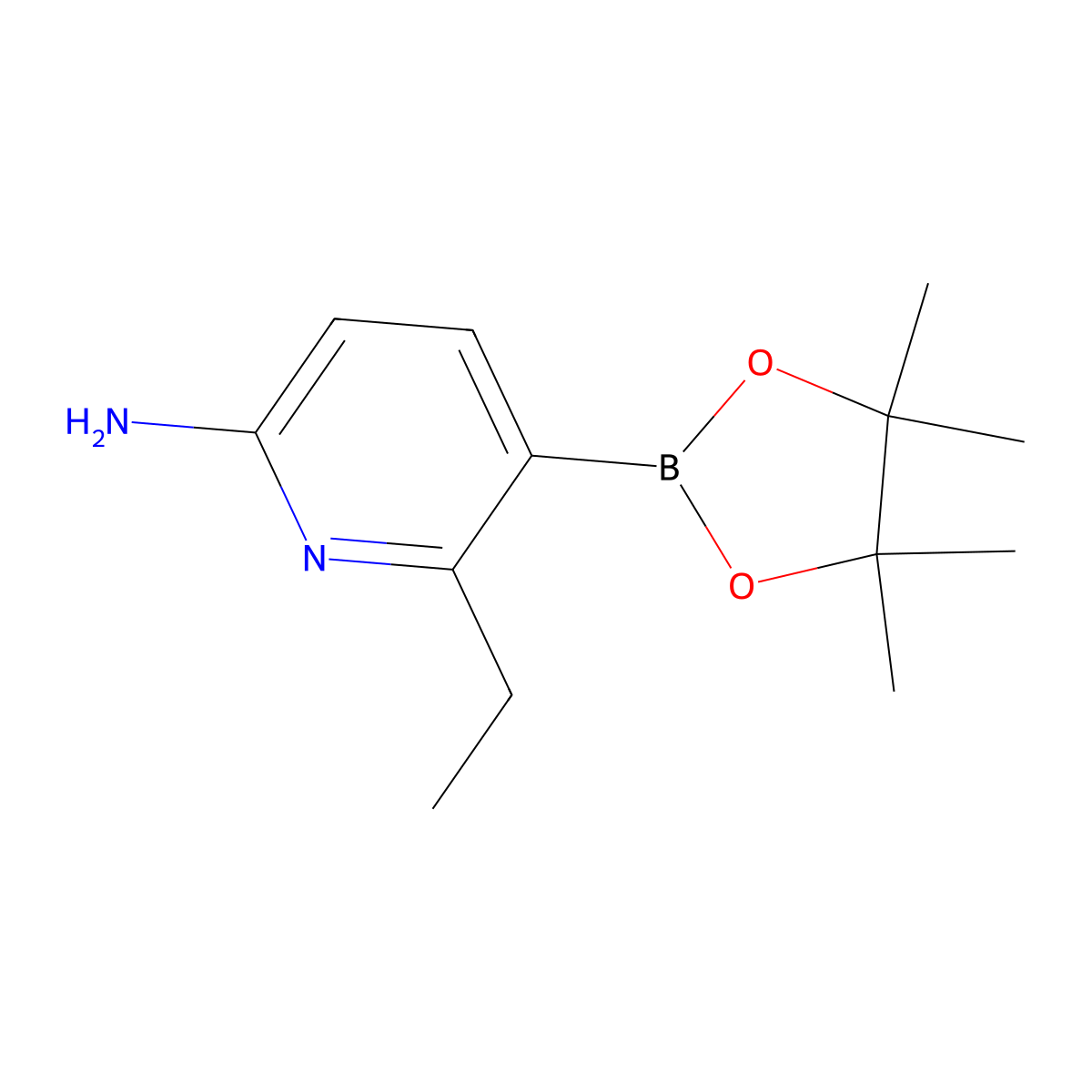 6-Ethyl-5-(4,4,5,5-tetramethyl-1,3,2-dioxaborolan-2-yl)pyridin-2-amine molecular structure, CAS 2409673-74-9