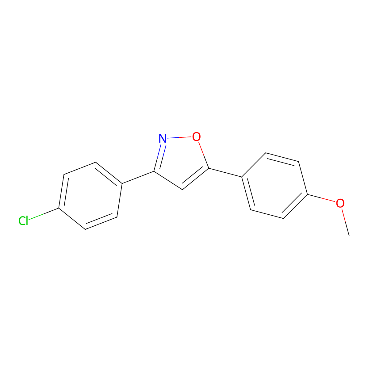 3-(4-Chlorophenyl)-5-(4-methoxyphenyl)-1,2-oxazole molecular structure, CAS 24097-19-6
