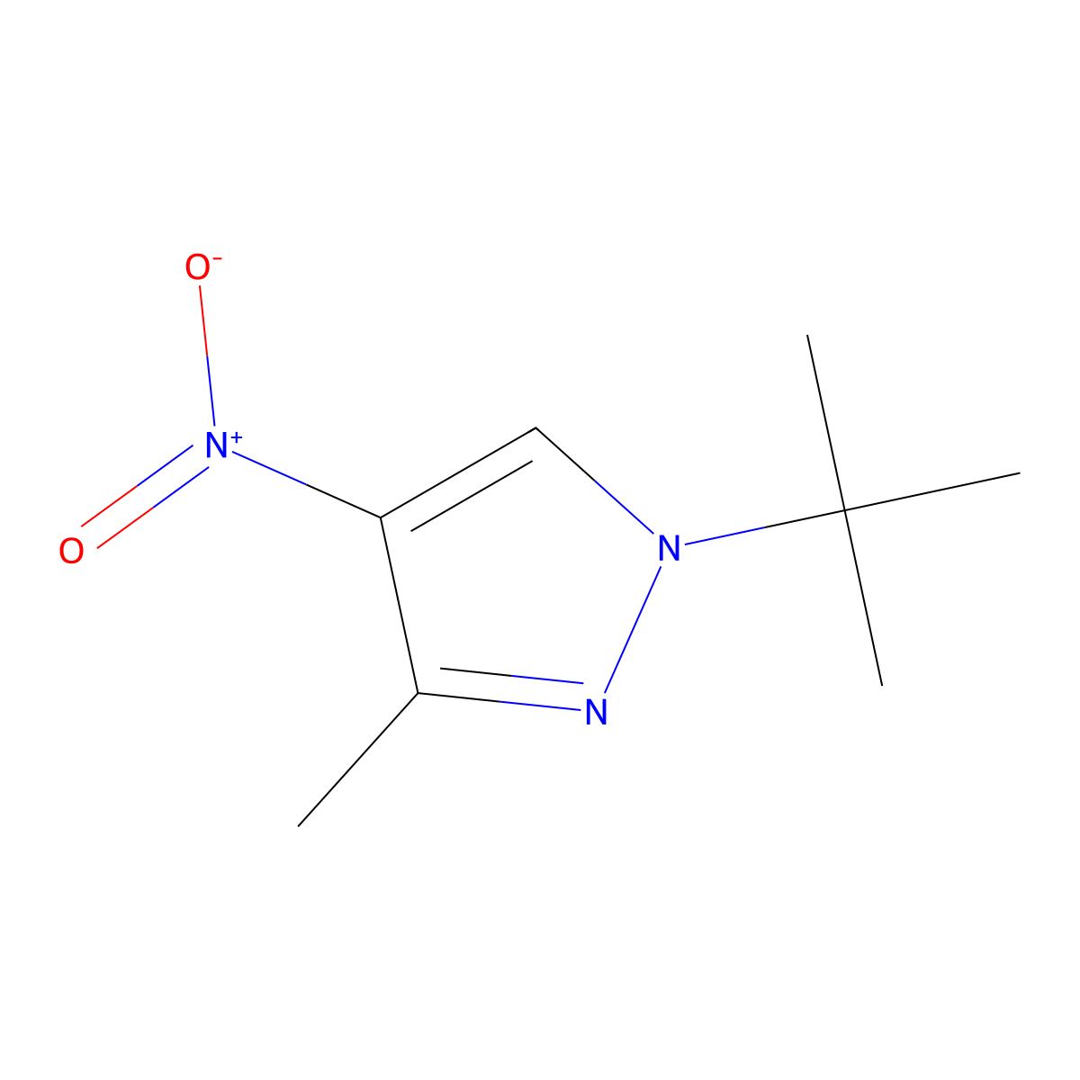 1-tert-butyl-3-methyl-4-nitro-1H-pyrazole molecular structure, CAS 2409784-73-0