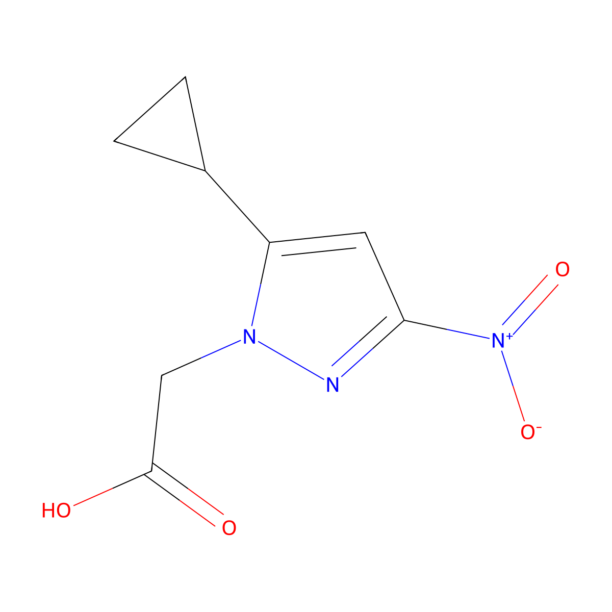 (5-cyclopropyl-3-nitro-1H-pyrazol-1-yl)acetic acid molecular structure, CAS 2409784-88-7
