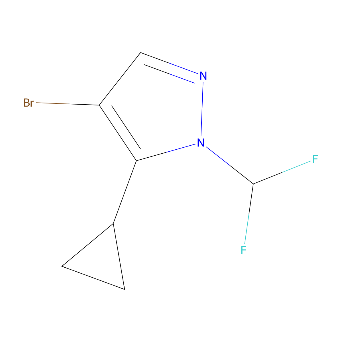 4-bromo-5-cyclopropyl-1-(difluoromethyl)-1H-pyrazole molecular structure, CAS 2409785-00-6