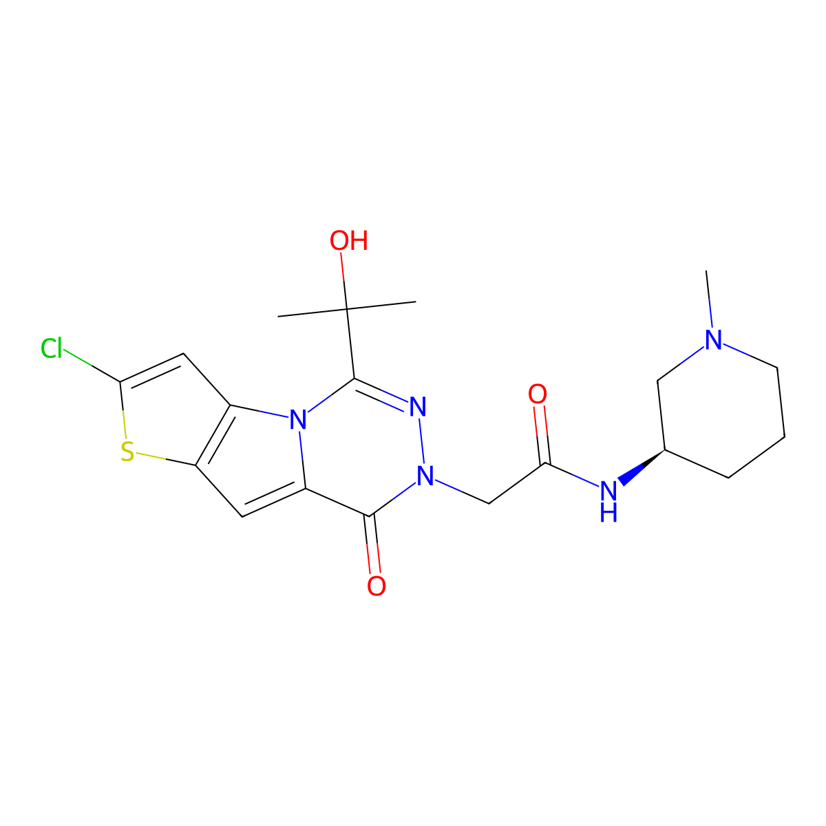 2-[4-chloro-12-(2-hydroxypropan-2-yl)-9-oxo-5-thia-1,10,11-triazatricyclo[6.4.0.02,6]dodeca-2(6),3,7,11-tetraen-10-yl]-N-[(3R)-1-methylpiperidin-3-yl]acetamide molecular structure, CAS 2409825-32-5