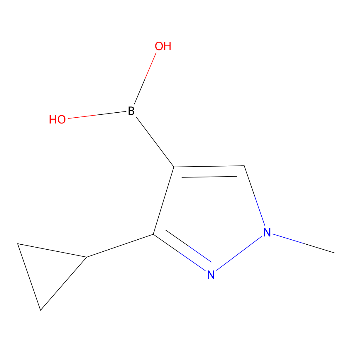 (3-cyclopropyl-1-methyl-1H-pyrazol-4-yl)boronic acid molecular structure, CAS 2409960-38-7