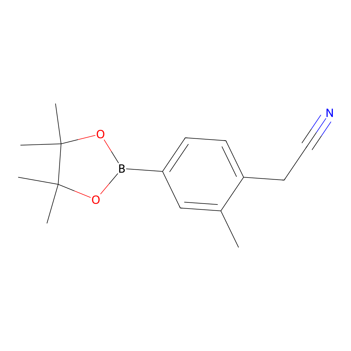 2-(2-Methyl-4-(4,4,5,5-tetramethyl-1,3,2-dioxaborolan-2-YL)phenyl)acetonitrile molecular structure, CAS 2410032-58-3
