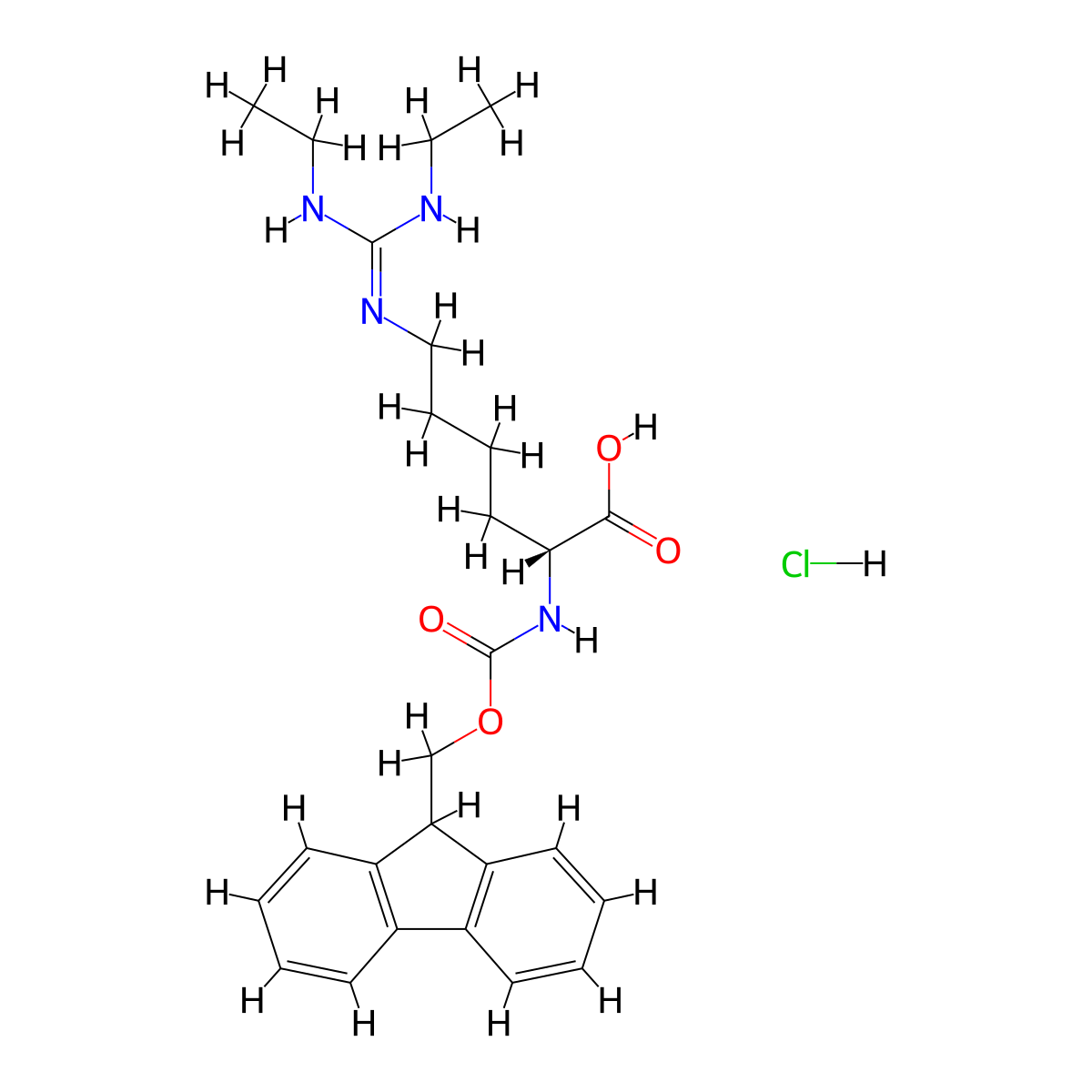 Fmoc-D-hArg(Et)2-OH HCl molecular structure, CAS 2410074-42-7