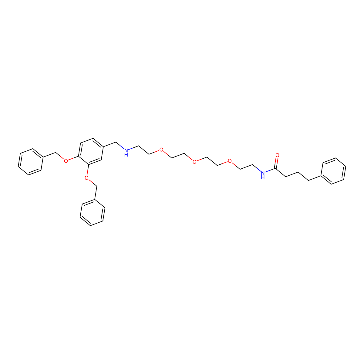 N-[13-[3,4-Bis(phenylmethoxy)phenyl]-3,6,9-trioxa-12-azatridec-1-yl]benzenebutanamide molecular structure, CAS 2410081-56-8