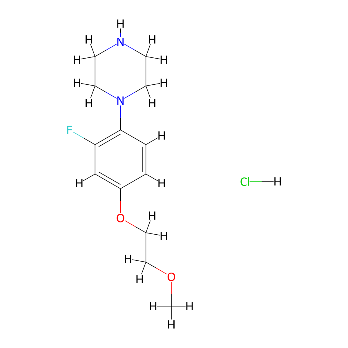 1-(2-Fluoro-4-(2-methoxyethoxy)phenyl)piperazine hydrochloride molecular structure, CAS 2410102-90-6