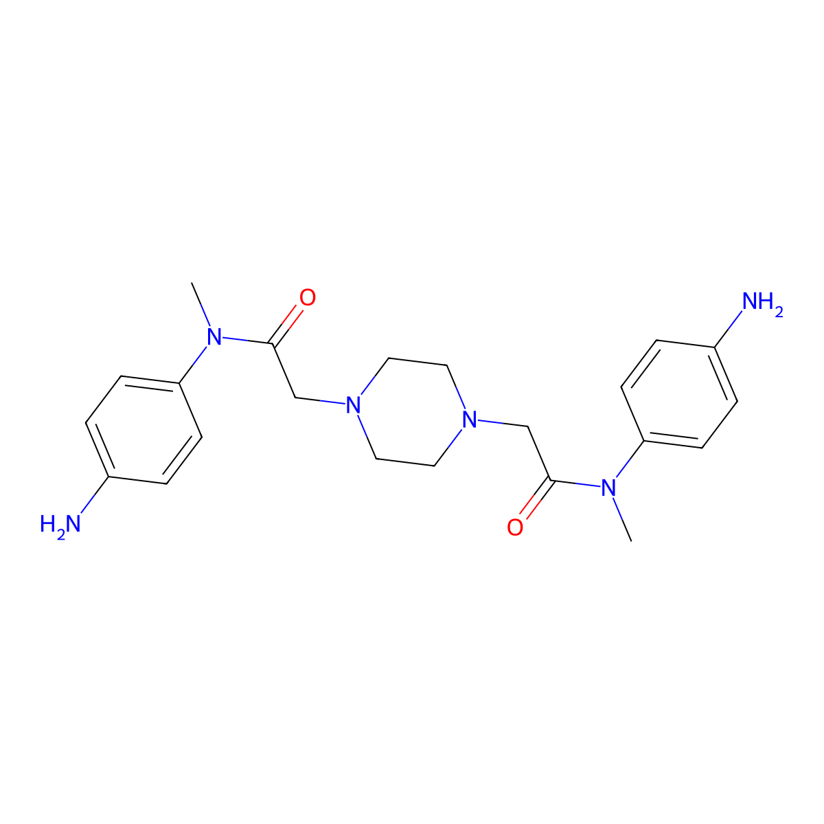 2-(4-(2-(4-amino-N-methylanilino)-2-oxoethyl)piperazin-1-yl)-N-(4-aminophenyl)-N-methylacetamide molecular structure, CAS 2410284-89-6