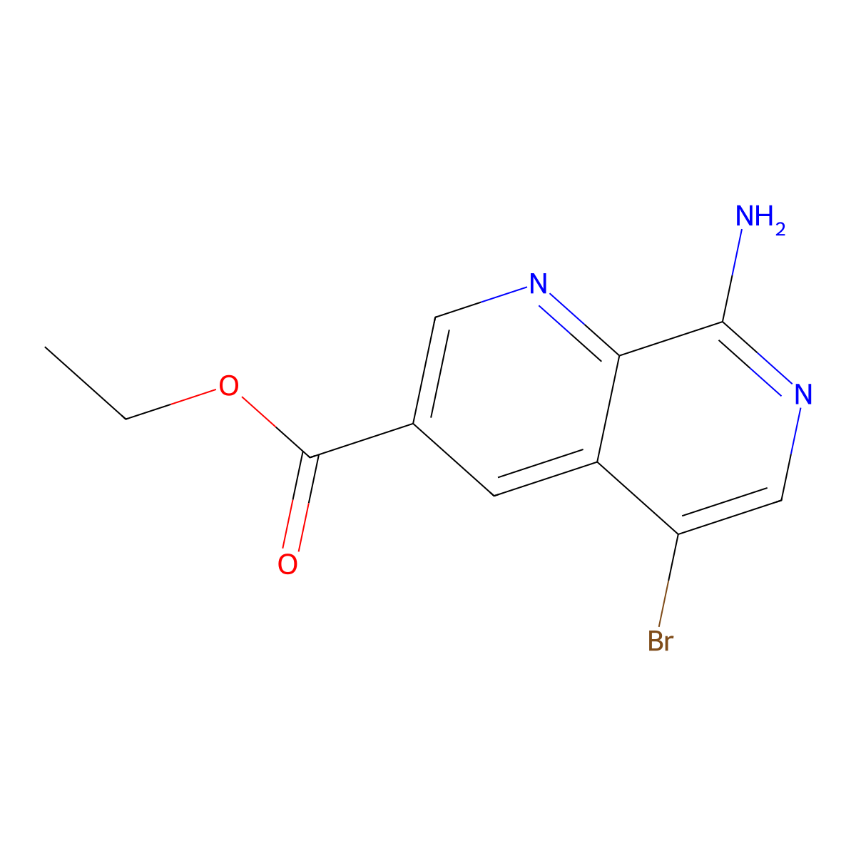 Ethyl 8-amino-5-bromo-1,7-naphthyridine-3-carboxylate molecular structure, CAS 2410309-62-3