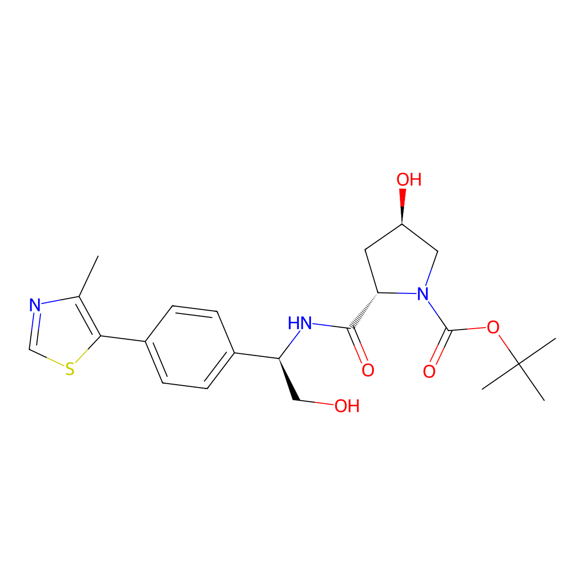 tert-Butyl (2S,4R)-4-hydroxy-2-(((R)-2-hydroxy-1-(4-(4-methylthiazol-5-yl)phenyl)ethyl)carbamoyl)pyrrolidine-1-carboxylate molecular structure, CAS 2410315-04-5