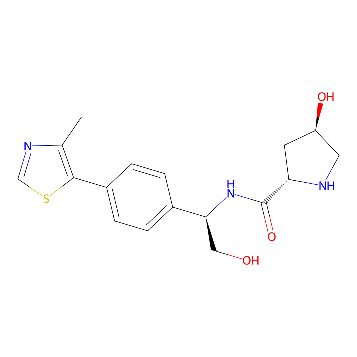 (2S,4R)-4-Hydroxy-N-((R)-2-hydroxy-1-(4-(4-methylthiazol-5-yl)phenyl)ethyl)pyrrolidine-2-carboxamide molecular structure, CAS 2410315-05-6