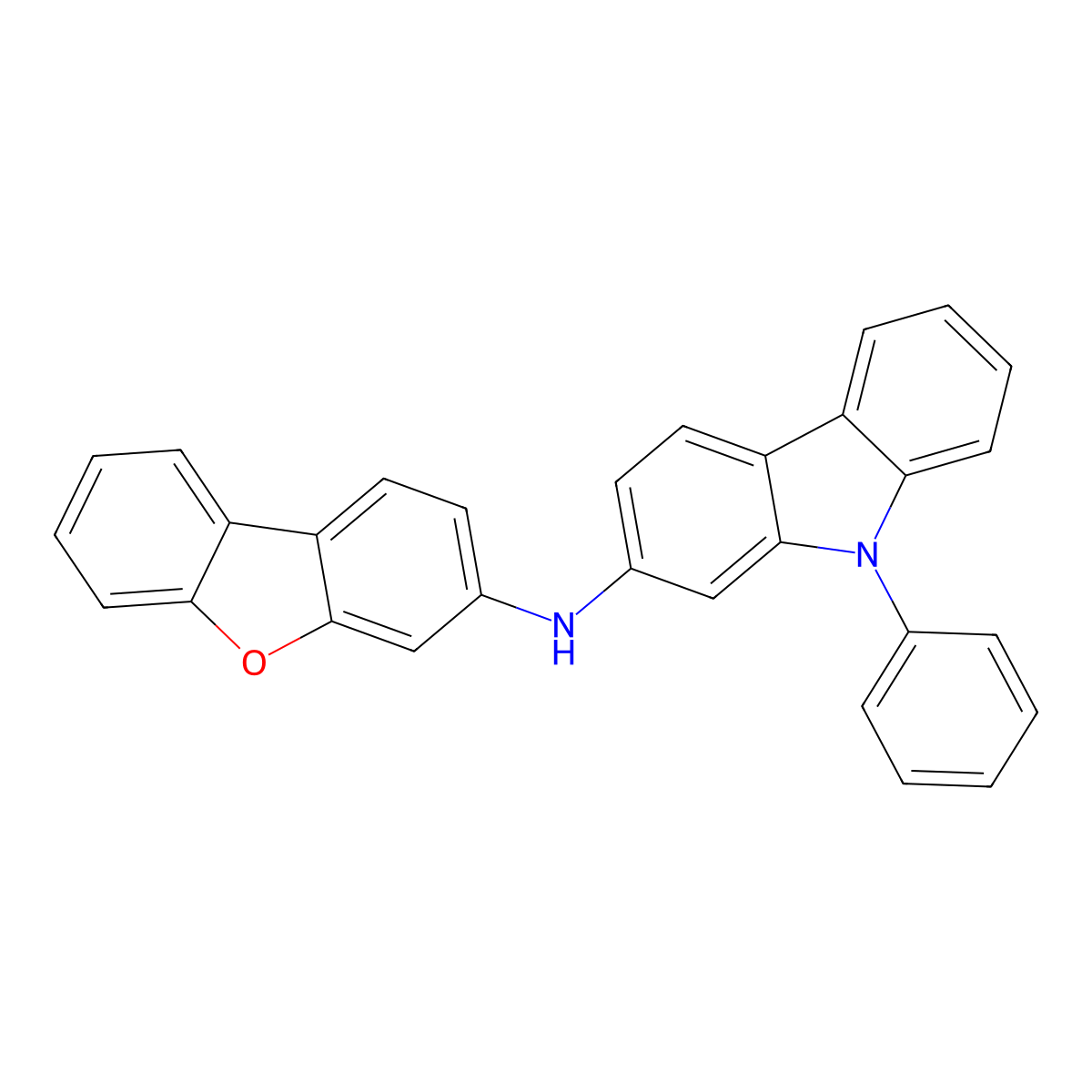 9H-Carbazol-2-amine, N-3-dibenzofuranyl-9-phenyl- molecular structure, CAS 2410401-58-8