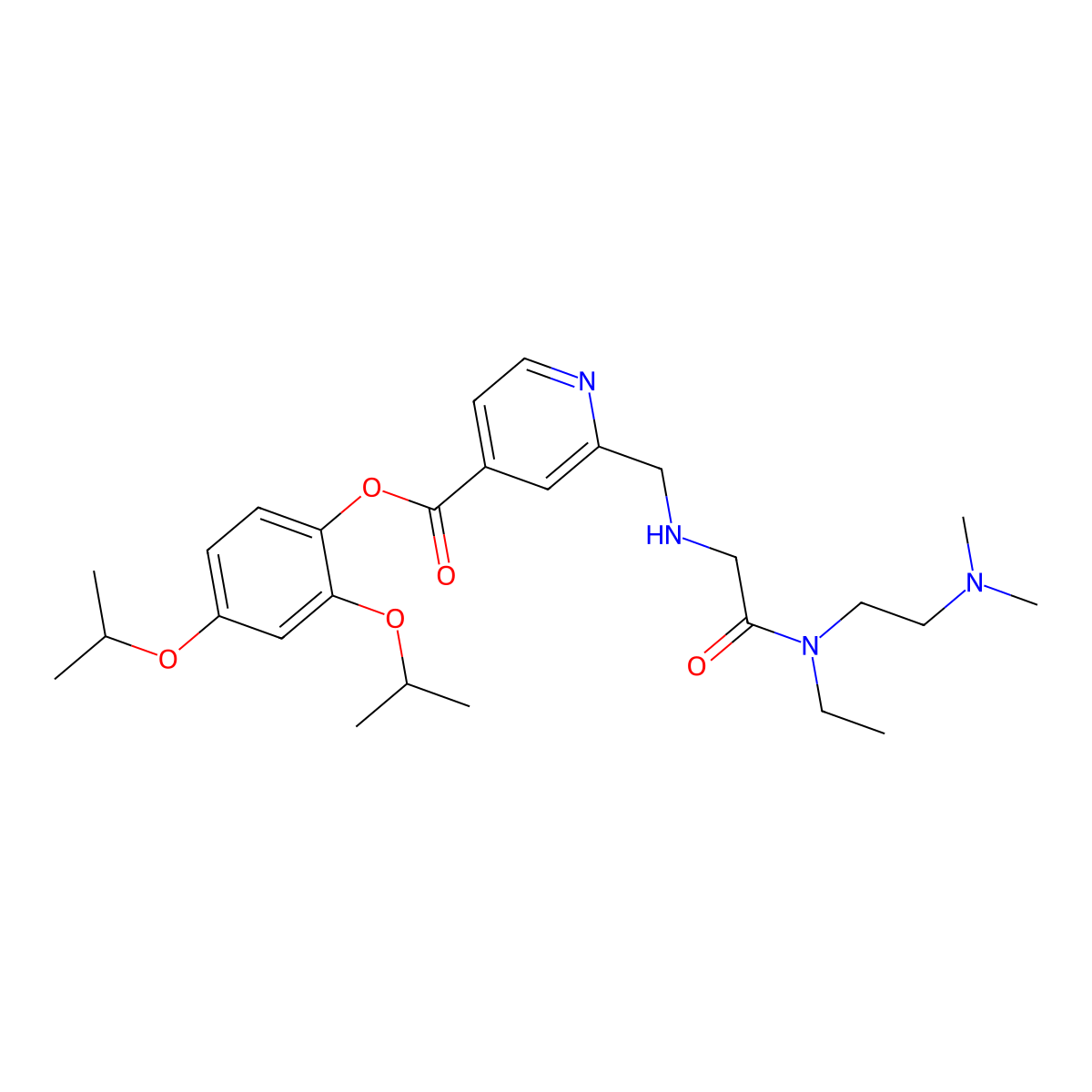[2,4-Di(propan-2-yloxy)phenyl] 2-[[[2-[2-(dimethylamino)ethyl-ethylamino]-2-oxoethyl]amino]methyl]pyridine-4-carboxylate molecular structure, CAS 2410512-38-6