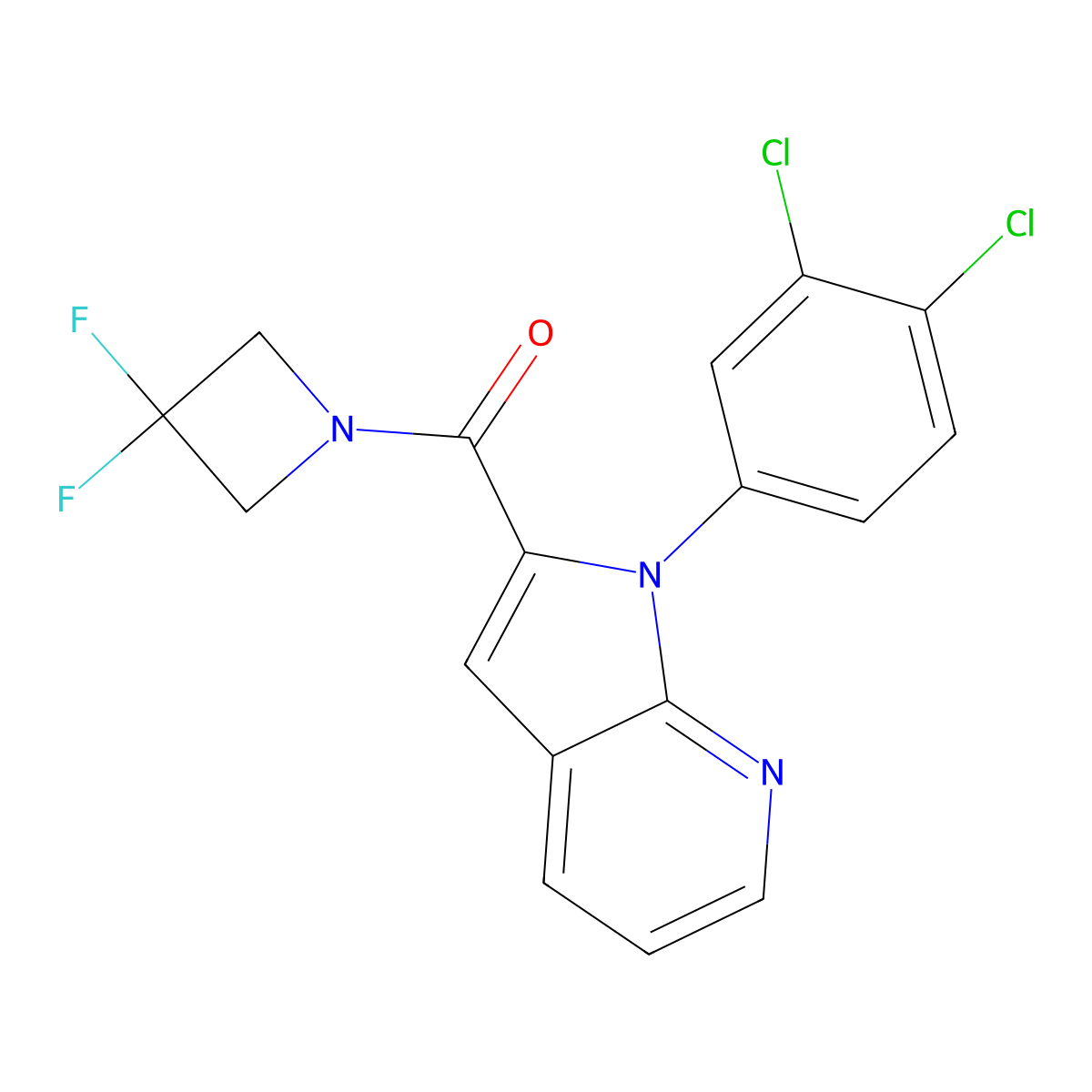 [1-(3,4-dichlorophenyl)-1H-pyrrolo[2,3-b]pyridin-2-yl](3,3-difluoro-1-azetidinyl)-methanone molecular structure, CAS 2410550-31-9
