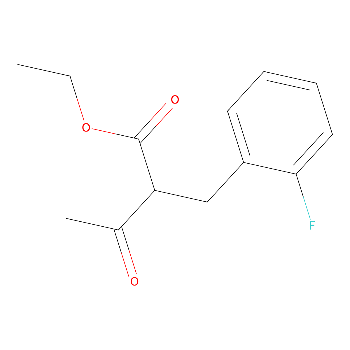 Ethyl 2-(2-fluorobenzyl)-3-oxobutanoate molecular structure, CAS 24106-86-3