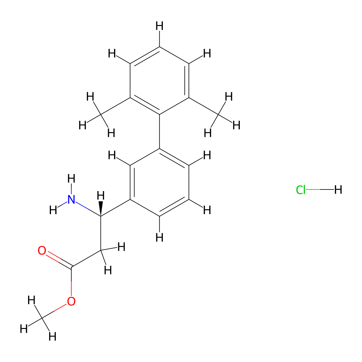 Methyl (S)-3-amino-3-(2',6'-dimethyl-[1,1'-biphenyl]-3-YL)propanoate hydrochloride molecular structure, CAS 2410600-48-3