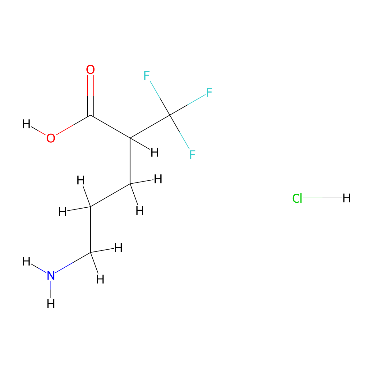 5-Amino-2-(trifluoromethyl)pentanoic acid hydrochloride molecular structure, CAS 2410612-31-4