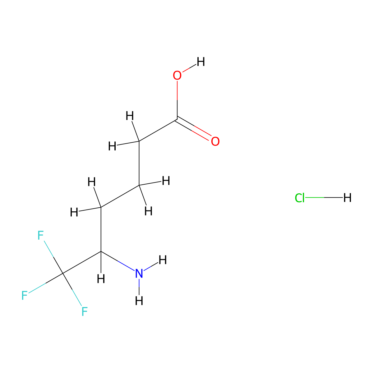 5-Amino-6,6,6-trifluorohexanoic acid hydrochloride molecular structure, CAS 2410612-32-5