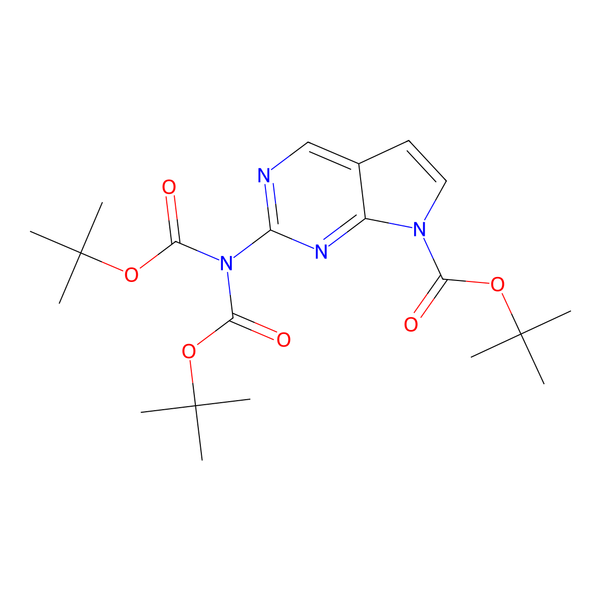 tert-Butyl 2-{bis[(tert-butoxy)carbonyl]amino}pyrrolo[2,3-d]pyrimidine-7-carboxylate molecular structure, CAS 2410640-35-4