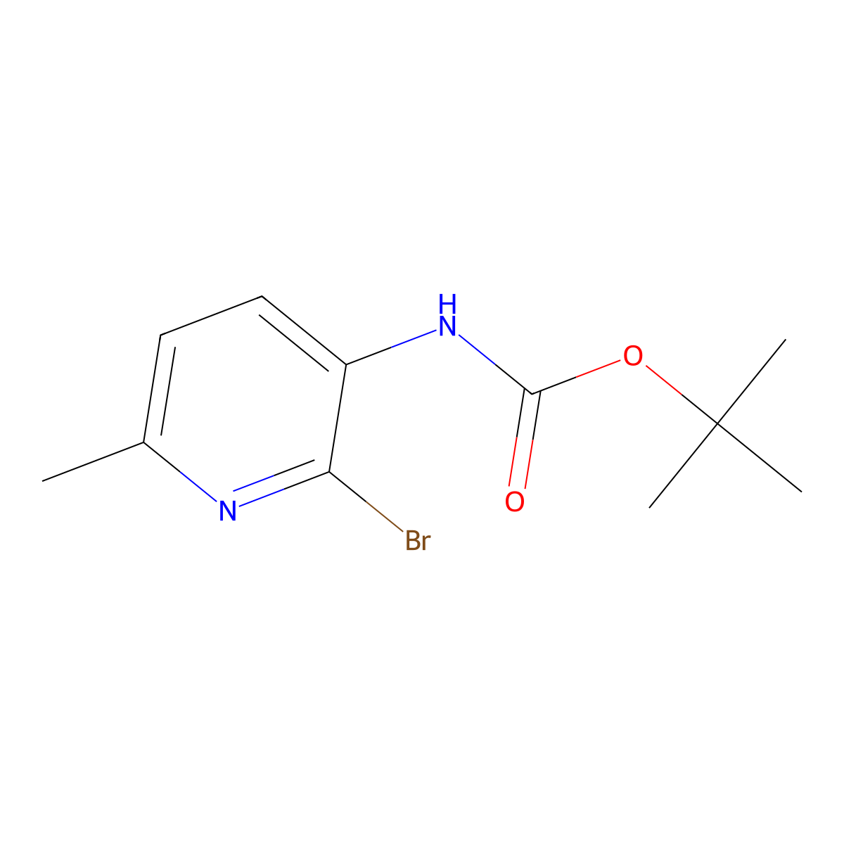 tert-butyl N-(2-bromo-6-methylpyridin-3-yl)carbamate molecular structure, CAS 2410704-97-9
